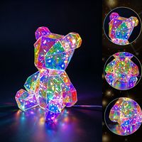 Lampe Ours Iridescent Holographique Prismatique, Figurine d'Ours 3D LED, Veilleuse Moderne pour Décoration Intérieure, Saint-Valentin, Remise de Diplôme