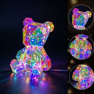 Lámpara de Osito de Peluche Iridiscente, Figura de Oso Holográfica Prismática, Luz Nocturna LED 3D para el Día de San Valentín, Graduación, Regalo Promocional - Product Image 4