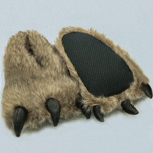 Pantoufles en peluche en forme de <span class=keywords><strong>patte</strong></span> <span class=keywords><strong>d</strong></span>'<span class=keywords><strong>ours</strong></span> pour hommes et femmes, pantoufles unisexes pour couple, semelle épaisse, talon fermé, chaussures <span class=keywords><strong>d</strong></span>'intérieur chaudes en coton pour l'hiver - Product Image 1
