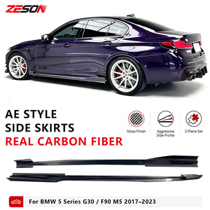 Faldones Laterales Estilo AE de Fibra de Carbono Real para <span class=keywords><strong>BMW</strong></span> Serie 5 G30 G38 F90 M5 530i 540i Sedán, Extensiones de Panel de Balancín <span class=keywords><strong>2017</strong></span>+ - Product Image 1
