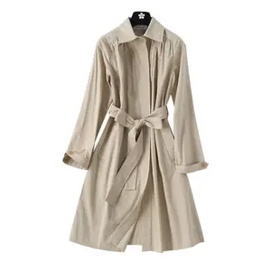 European style JTF wholesale long belted thin women cotton london fog trench coat