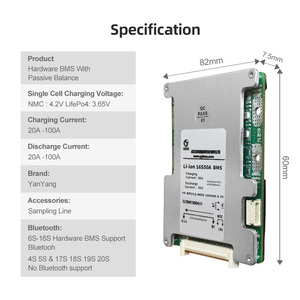 16S 50A 18650 Lithium Ion Battery Pack 48V BMS e-xe đạp PCB <span class=keywords><strong>PCM</strong></span> Board cần thiết BMS cân bằng sạc mạch bảo vệ cao - Product Image 2