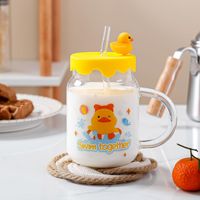 Canard jaune mignon en verre avec ventouse, cadeau de grande valeur esthétique
