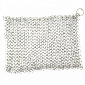 Cast Iron Pot Metal Cleaner Mesh Premium Quality Stainless Steel Chainmail Scrubber Ring Mesh