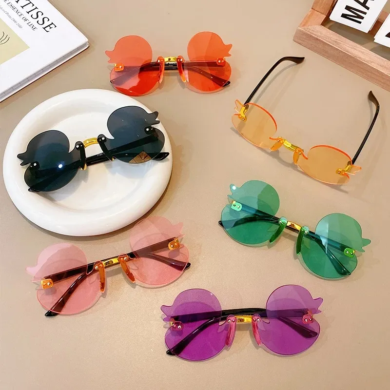 אופנה משקפי שמש לילדים חמוד Cartoon ברווז צורת שמשיה מראה אנטי אולטרה סגול משקפיים מסיבת משקפיים דקורטיביים עבור ילד