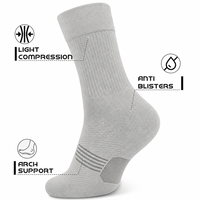 Calcetines Deportivos Transpirables Acolchados de Punto Blanco Gris Claro con Logotipo Personalizado, Calcetines Deportivos de Media Caña que Absorben la Humedad