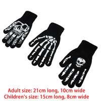 Gants d'Halloween squelette lumineux avec logo personnalisé, motif de crâne lumineux, tricotés, chauds, doigts entiers, pour le cyclisme en plein air, les fêtes