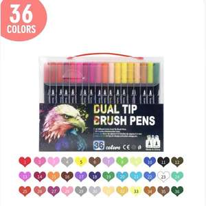 Rotuladores <span class=keywords><strong>de</strong></span> doble cabeza Plumas <span class=keywords><strong>de</strong></span> acuarela <span class=keywords><strong>de</strong></span> plástico Juego <span class=keywords><strong>de</strong></span> delineador lavable sin manchas para estudiantes y niños para <span class=keywords><strong>dibujo</strong></span> artístico - Product Image 2