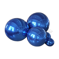 Boule de disco bleue gonflable suspendue au plafond de 2 pieds, boule de pvc à miroir bleu géant pour scène de fête, sphère bleue