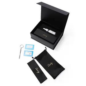 Großhandel Hochwertige Custom Logo Sonnenbrille netui Set Große schwarze Geschenk papier box für Brillen Hand gefertigte Brillen etui