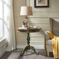 Petite table ronde en bois massif américain Table de balcon de salon européen rétro bord de canapé quelques Petite table d'appoint ronde