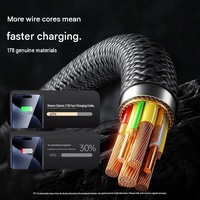 Câble de données tressé en nylon PD27W 3A à charge rapide, interface USB-A vers iOS, compatible avec les appareils mobiles iOS, câble de charge pour voiture