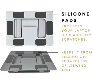 Support de bureau portable pour tablette et ordinateur portable – Support ergonomique et pliable pour ordinateur portable avec hauteur réglable en aluminium - Product Image 6