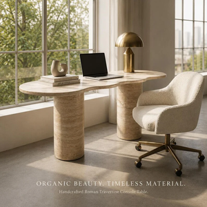 OEM ODM Minimalist Contemporary <b>Hallway</b> Beige Travertine Console <b>Table</b> Customized - Product Image 2
