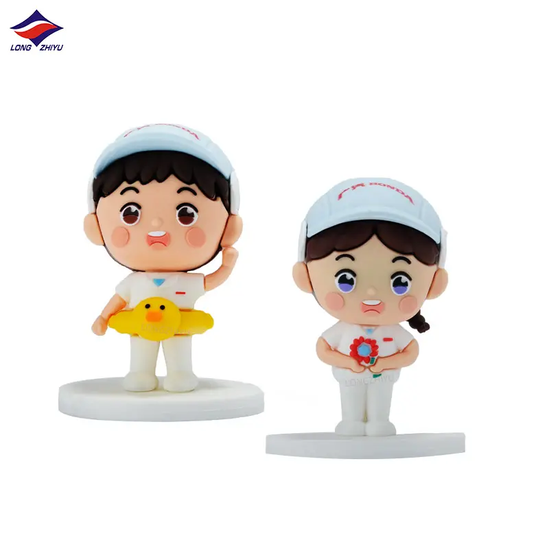 Longzhiyu Custom 3D Pvc Pop Speelgoed Met Lachend Gezicht Zacht Rubber Action Figure Mini Beeldje Ambachten Trinket