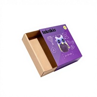 Boîte cadeau en carton ondulé écologique et imperméable, gaufrage violet, design coulissant pour kits de couture et jouets éducatifs pour enfants