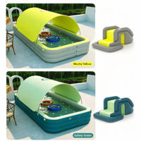 Piscine gonflable en PVC avec auvent familial, portable, rectangulaire, grande, pour l'extérieur, avec toboggan, pour enfants et adultes, double couche 3 couches
