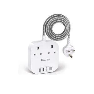 SASO-cable de extensión para dispositivos electrónicos, cable de extensión de 1, 2, 3 vías, 4, 5, 6 salidas, con placa de cableado, G-MARK, CB, BS, 13amp, uk