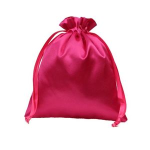 Sac à cordon en satin de polyester de luxe de grande taille avec logo personnalisé, emballage cadeau recyclable pour extensions de cheveux et chaussures - Product Image 1