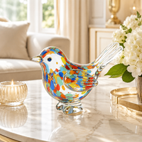 Figurine d'oiseau en verre artistique écologique colorée, sculpture en verre soufflé à la main pour étagère, fenêtre et décoration intérieure