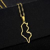 Collier en acier inoxydable avec pendentif carte de la Tunisie dorée, surface polie, série cartes nationales, drapeau du pays, décoration tendance, souvenir, cadeau