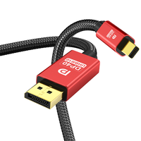 Mini port d'affichage tressé rouge pour afficher le connecteur plaqué or de câble de Port 8K 60Hz 4k 144Hz Mini DP au câble de DP pour la TV