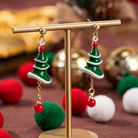 Ensemble de bijoux en alliage de cuivre plaqué or sur le thème de Noël, boucles d'oreilles Père Noël et sapin, cadeau de mode pour anniversaire, accessoires pour femmes