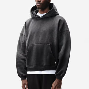 Vente en gros de sweats à capuche pour hommes en coton lourd Logo personnalisé Streetwear surdimensionné délavé à l'acide 100% motif à capuche en coton imprimé - Product Image 1