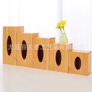 Caja de pañuelos de madera sencilla para sala de estar, forma rectangular, adecuada para uso doméstico, comedor, bambú y madera maciza - Product Image 3