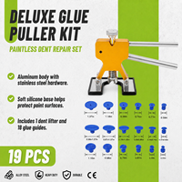 Kit de réparation de bosses sans peinture 19 pièces, extracteur de colle, mini-lève-boutons en aluminium, 18 languettes, outil de débosselage de carrosserie, réparation automobile PDR