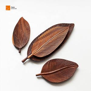 Bandeja de madera de hojas para decoración del hogar, juego de platos de café y té, decoración de mesa para salón, comedor, venta al por mayor - Product Image 1