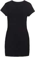 Vente en gros Spandex coton manches courtes col rond manches courtes tricot côtelé t-shirt robe Fitness été femmes décontracté t-shirt robe