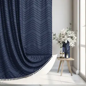2024 newest farmhouse style chic textured macrame shower curtain boho bathroom curtains for bathroom