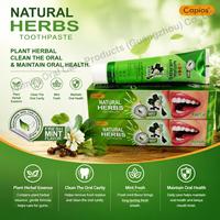 Dentifrice aux herbes naturelles Capios 110g, formule à base de plantes, saveur menthe fraîche, nettoyage buccal en profondeur, protection contre les caries