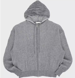 Logotipo personalizado ODM y OEM American Comfort Premium Knit Hoodie Sweater Vintage Men's Tridimensional Knit Hoodie Coat - Product Image 1