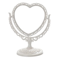 Miroir de maquillage de table en plastique rétro de style européen, double face en forme de cœur, style Instagram, pour usage domestique, vente en gros