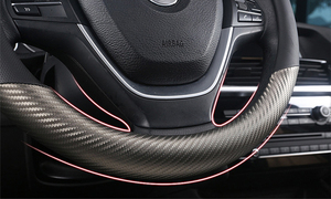 Protector de volante de <span class=keywords><strong>coche</strong></span> de PU colorido de 37CM, bolso Opp negro de fibra de carbono, <span class=keywords><strong>Abarth</strong></span>, <span class=keywords><strong>coche</strong></span> deportivo de <span class=keywords><strong>segunda</strong></span> <span class=keywords><strong>mano</strong></span>, cuero Artificial negro - Product Image 2