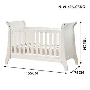 यूरोपीय शैली परिवर्तनीय कैरा डी बेबी लकड़ी के बच्चे बिस्तर को शुद्ध सफेद में - Product Image 3