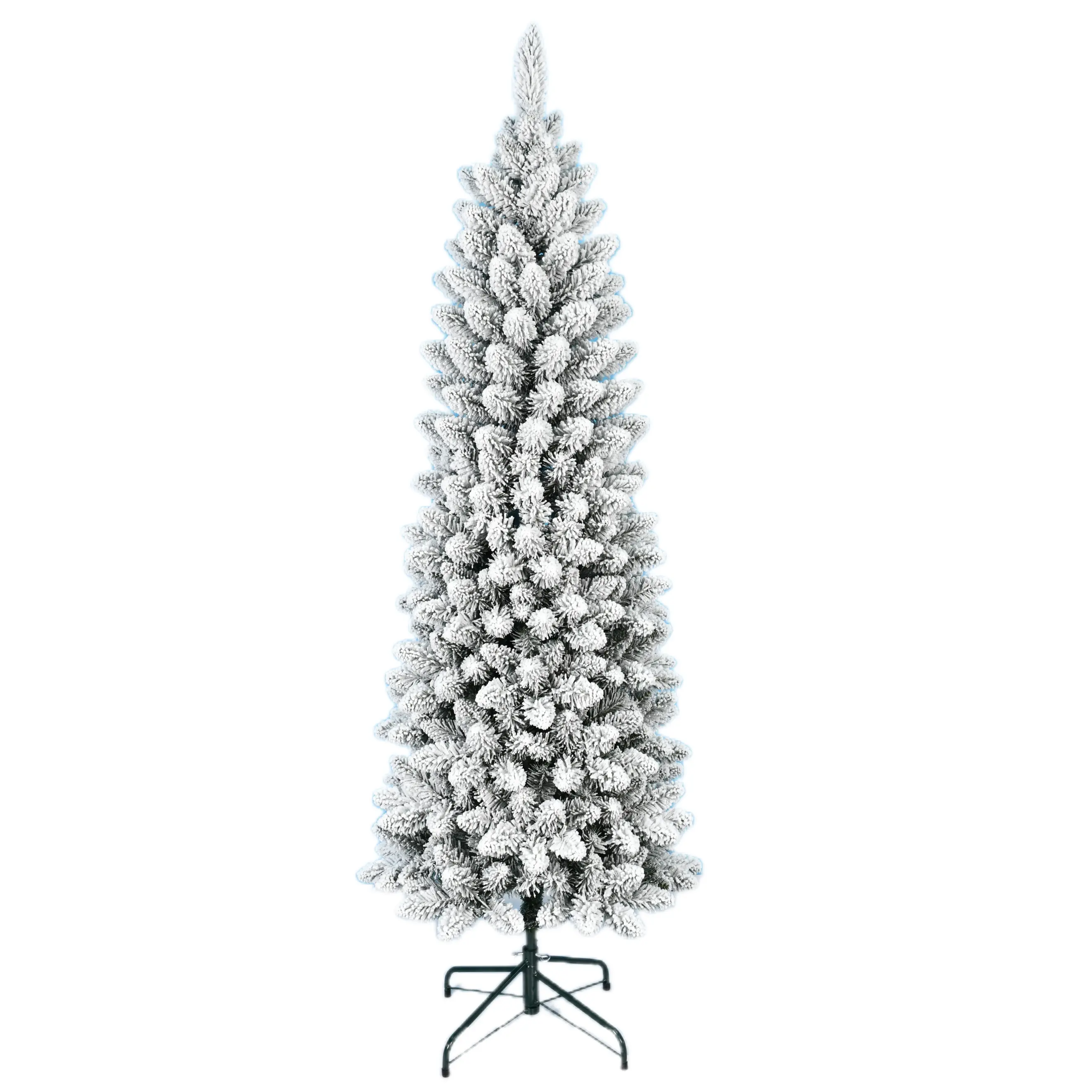 7ft Hot Selling Slim Christmas Tree With Falling Snow For Outdoor Christmas Holiday Decoration