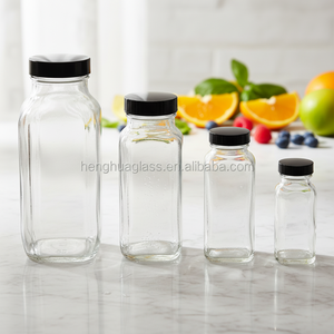 Bottiglie in Vetro di Alta Qualità per Succhi di Frutta, Forma Quadrata Francese, 8oz 12oz 16oz, Contenitori per Latte e Liquidi con Tappo a Vite - Product Image 6