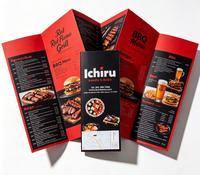 Impression personnalisée de menus de plats à emporter pour restaurants, brochure tri-pliante, publicité pour la restauration rapide, poulet frit, hamburgers, dépliant publicitaire offset personnalisé