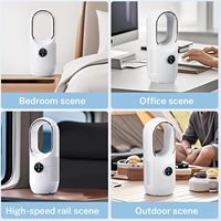 Ventilateur de bureau sans fil sans pales, rechargeable par USB, 4000 mAh, silencieux, oscillation à 80 degrés, blanc