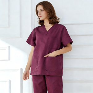 100% coton uniformes hospitaliers col en V à manches courtes de haute qualité pour les médecins hospitaliers infirmière - Product Image 3