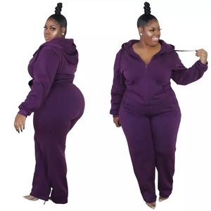 Zipper 2 Pieces Hoodie Set Women 5xl Plus Size Women <strong>Clothing</strong> Two Piece Set Tracksuit Casual Plus Size Jogger Set Women - Product Image 1
