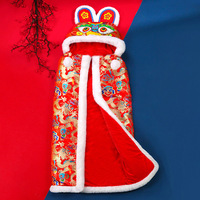 Cape pour enfant moderne à tête de tigre, brodée, en fourrure de lapin, épaisse, chaude, en polyester adouci, couleur personnalisable, ensemble cadeau