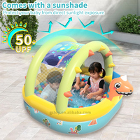 Dinosaure Gonflé Ombre Kiddie Piscine Blow up Piscine Enfants Piscine Gonflable avec Auvent pour Fête Jouets Été Eau Plage Fun