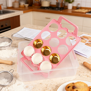 24 plastik besar 2-Tier gendongan kue dengan tumpukan dan toko fitur penjepit Cupcake untuk memudahkan pengorganisasi dan penyimpanan - Product Image 3