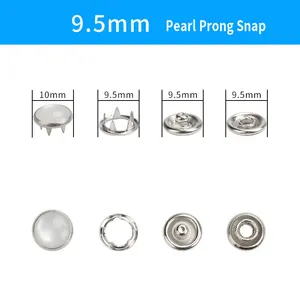 9.5mm 11mm moda ottone perla quattro parti premere bottone a pressione anello polo in metallo per i vestiti
