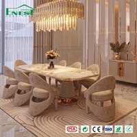 Chaises de salle à manger sculpturales de designer avec table à plateau en pierre pour restaurant de villa de luxe, mobilier d'intérieur sur mesure