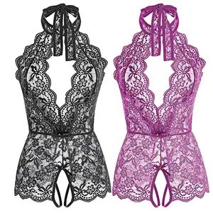 S152 Girl Low Backless Lace Transparent Sleepwear Intimates Babydoll Erotic Underwear See Through Femme Women Sexy Lingerie